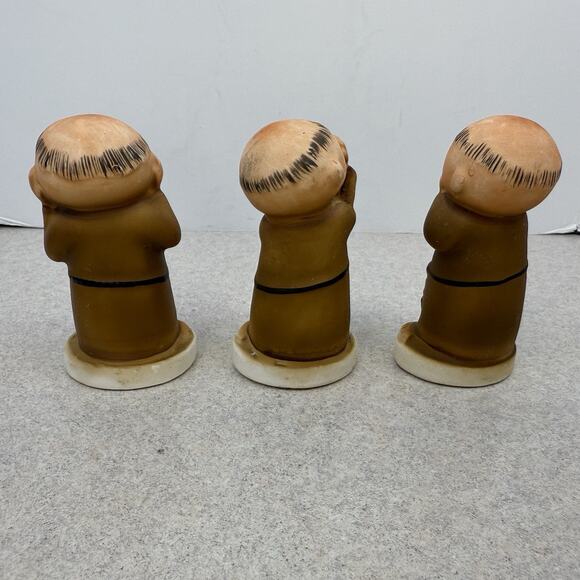 Vintage Set of 3 NORCREST Friars Munks No Evil - See Hear‎ Speak F579 Japan - Picture 6 of 9